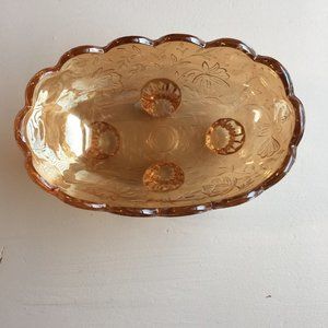 Floragold from Jeannette glass company vintage trinket glass dish